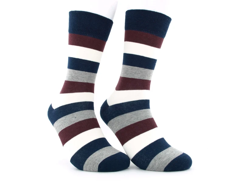 2 Paar bunte Herrensocken Streifen marine