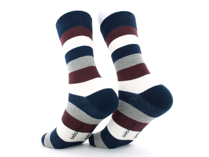 2 Paar bunte Herrensocken Streifen marine
