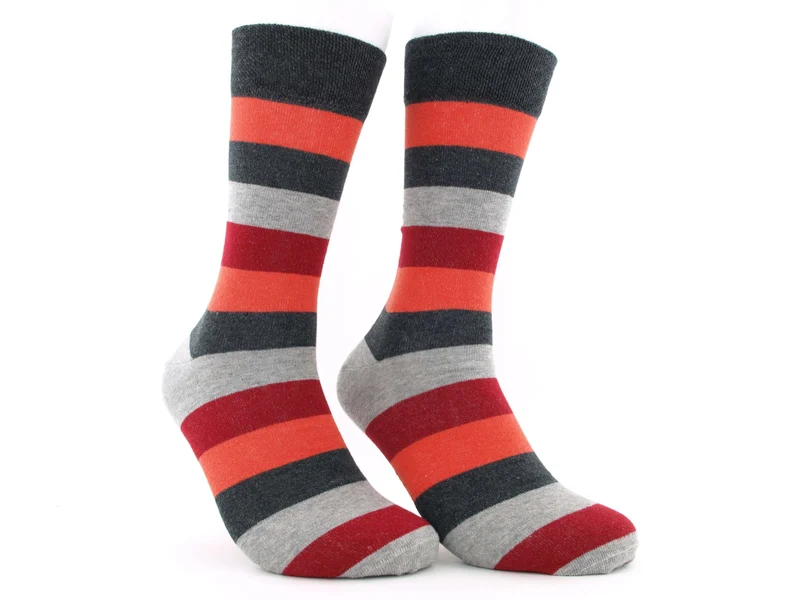 2 Paar bunte Herrensocken Streifen orange