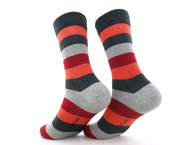 2 Paar bunte Herrensocken Streifen orange