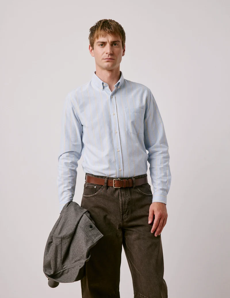 Chemise Gabriel bleue rayée jaune