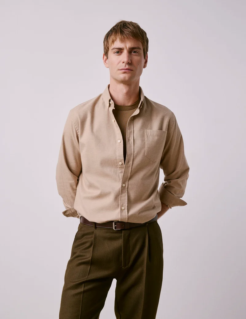 Chemise Gabriel en flanelle et cachemire beige