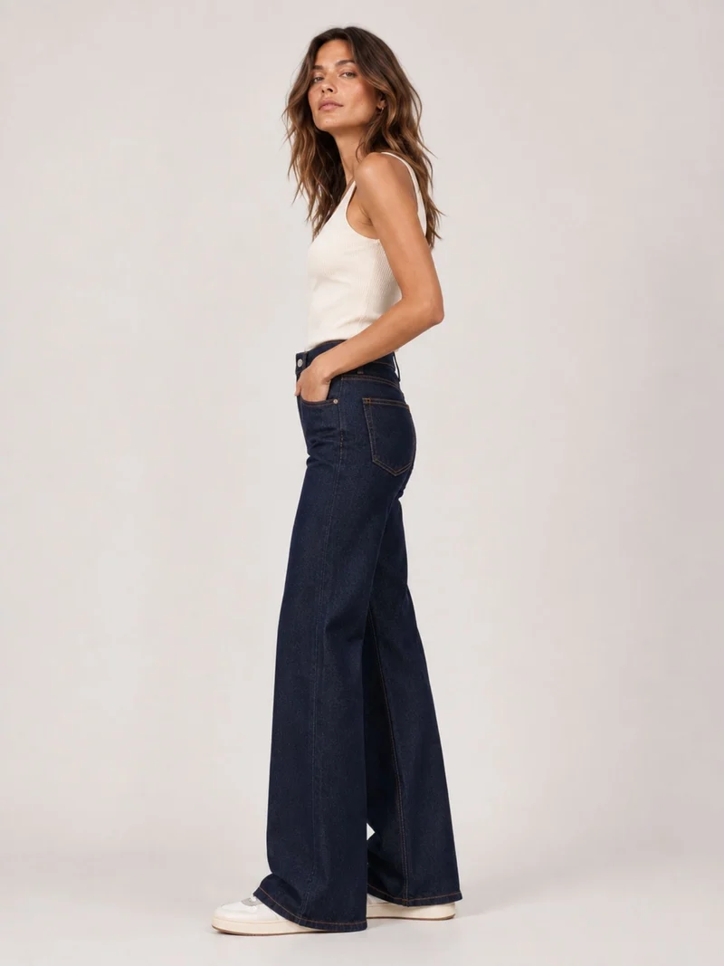 BOGILVY - AVA Straight Wide Leg High Waist Rinsed Wash