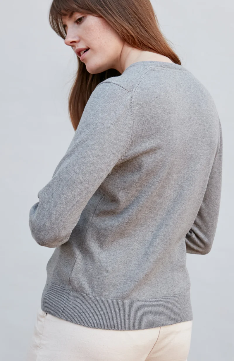 Damen-Pullover mit V-Ausschnitt aus reiner Baumwolle