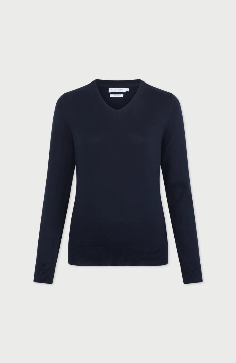 Damen-Pullover mit V-Ausschnitt aus reiner Baumwolle