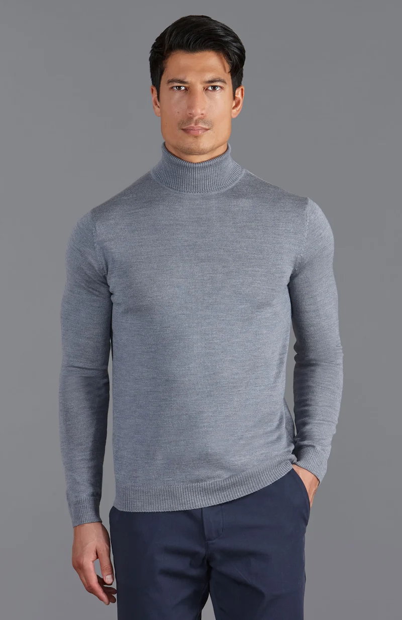 Rollkragenpullover aus extrafeiner Merinowolle für Herren