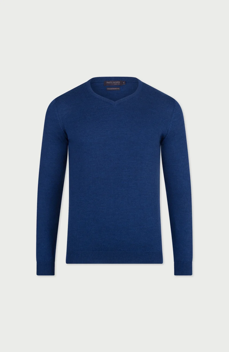 Extrafeiner Herren-Pullover aus Merinowolle mit V-Ausschnitt