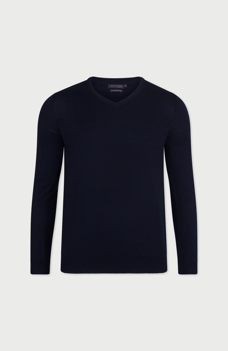 Extrafeiner Herren-Pullover aus Merinowolle mit V-Ausschnitt
