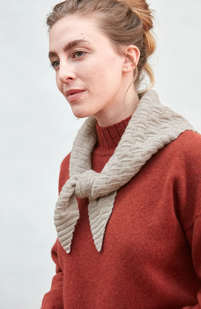 Merino Cashmere Textured Triangle Scarf