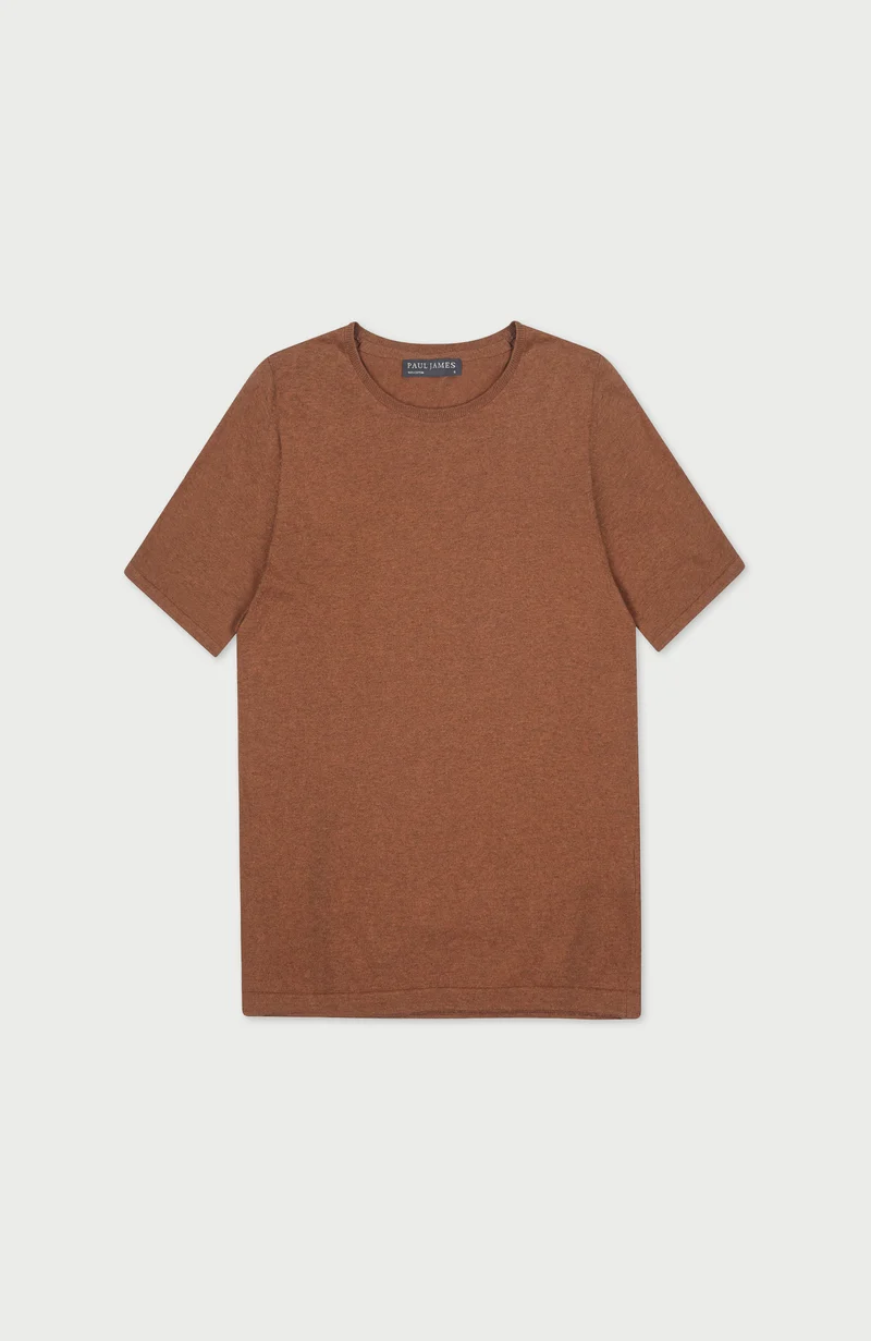Womens Ultra Fine Cotton Crew Neck Knitted T-Shirt