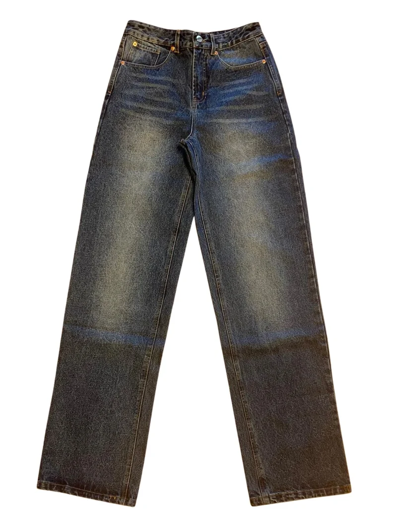 BOGILVY - AVA Straight Wide Leg High Waist Mid Blue Wash