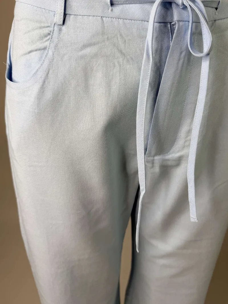 Bogilvy - JULIE - Damen Leinen Sommerhose, Mid-Waist, Light Blue
