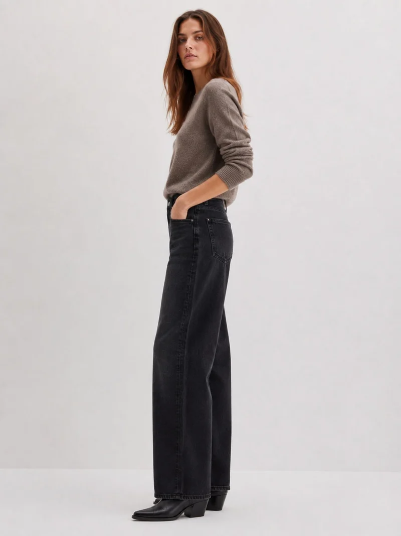 MAVI - Leila with Cuts, High Waist, Baggy Barrel Jeans, Dark Smoke 90´s