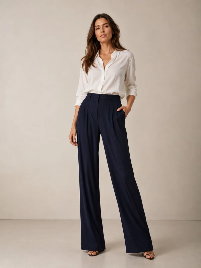 Bogilvy - LIV 2.0. - Damenstoffhose mit weichem Griff, Mid-Waist, Navy