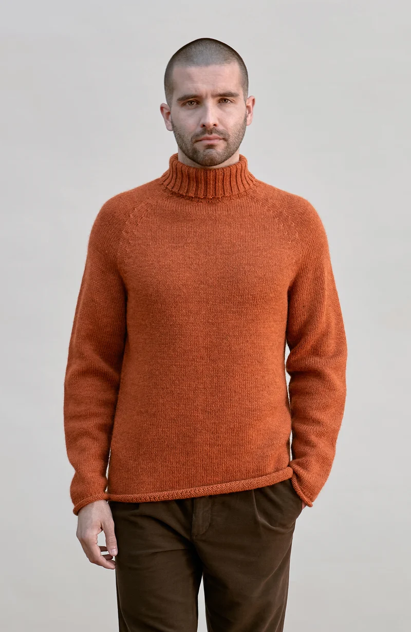 Mens British Wool Fishermans Roll Neck Jumper