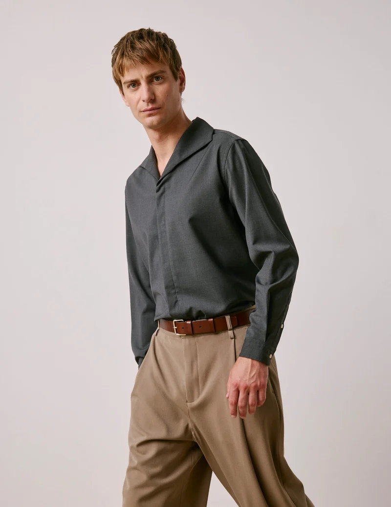 Chemise Pio en laine vierge grise