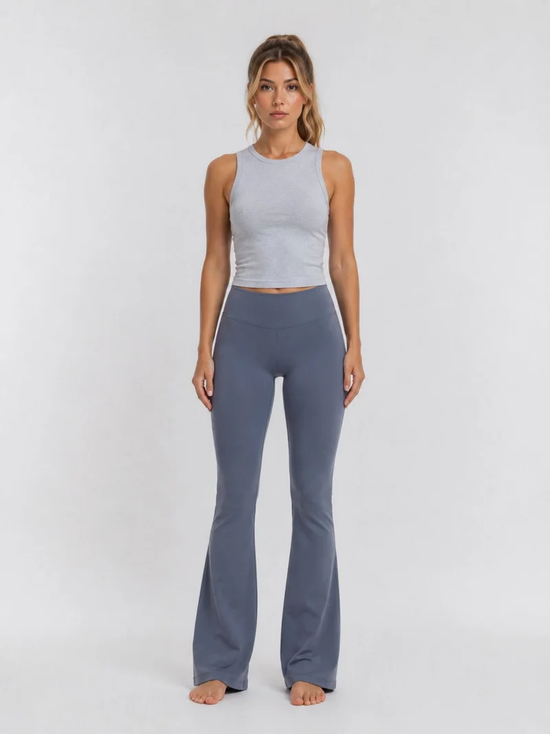BOGILVY - Funktionale Damen Nylon Flared Leggings, Graublau 2.0
