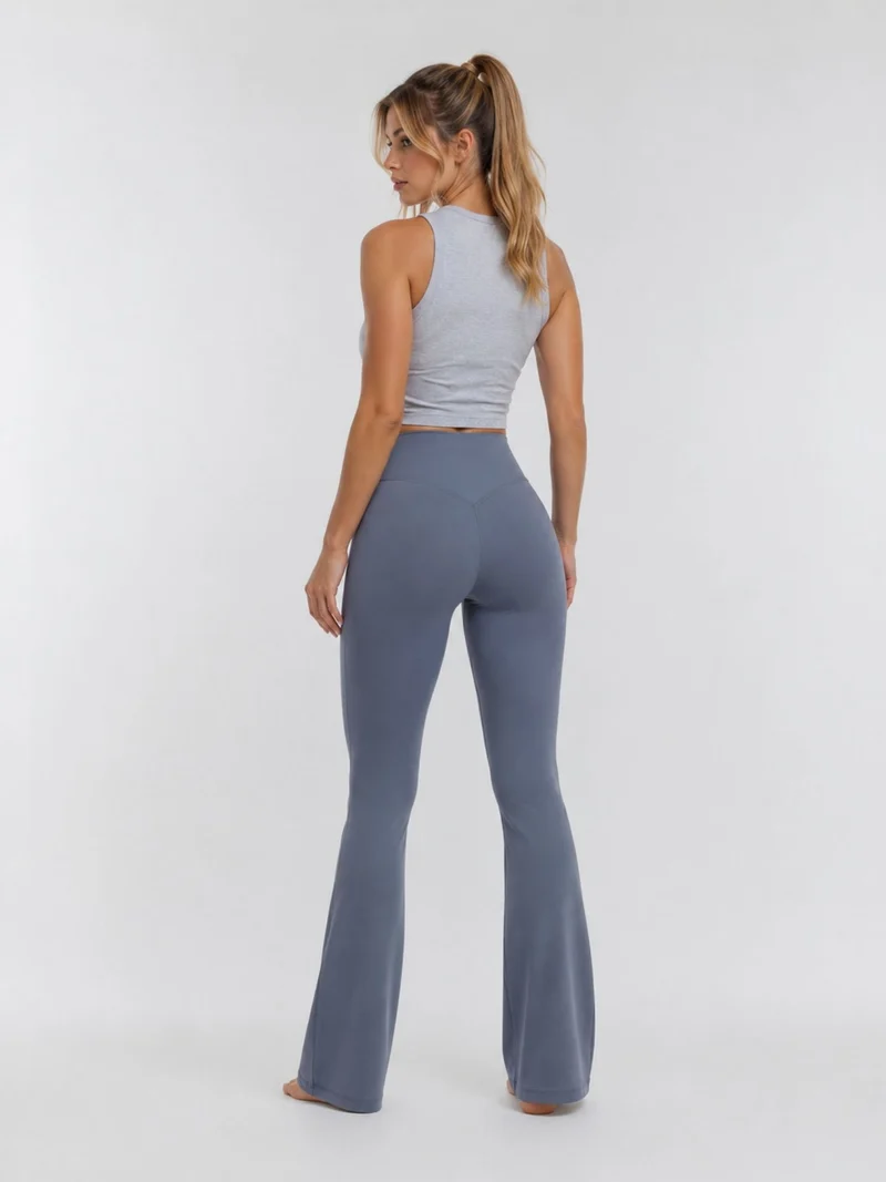 BOGILVY - Funktionale Damen Nylon Flared Leggings, Graublau 2.0