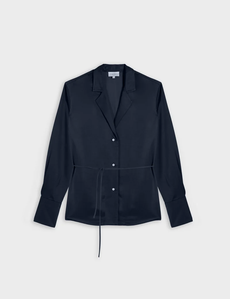 Chemise Paz bleue marine avec ceinture amovible