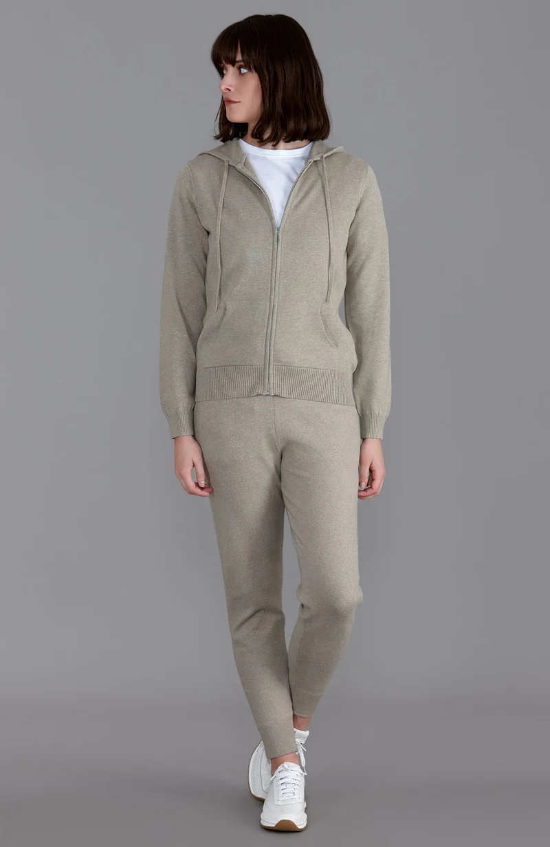 Damen-Kapuzenpullover aus 100 % Baumwolle mit durchgehendem Reißverschluss