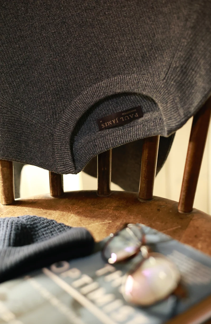 Leichter Herren-Fischerripppullover aus 100 % Baumwolle