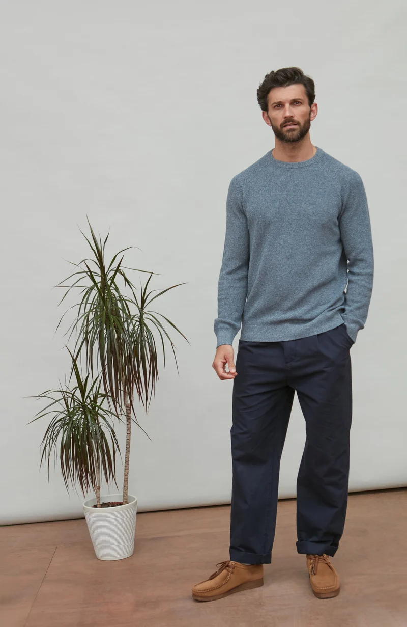 Leichter Herren-Fischerripppullover aus 100 % Baumwolle