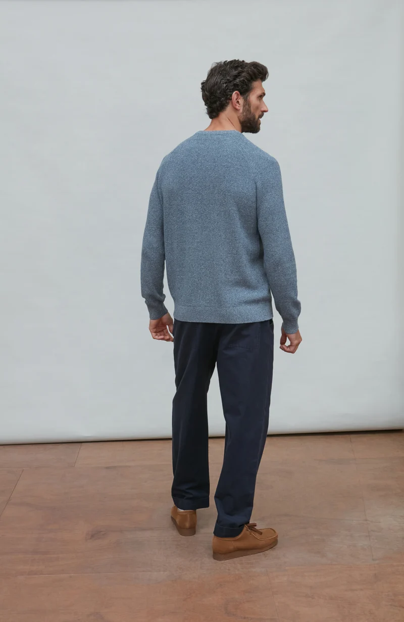 Leichter Herren-Fischerripppullover aus 100 % Baumwolle