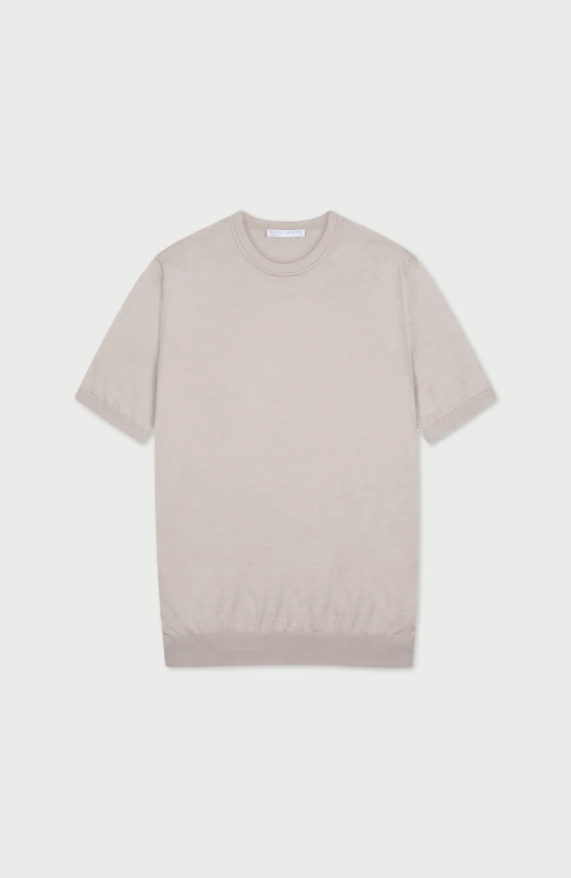Mens Superfine Merino Silk Short Sleeve Jumper