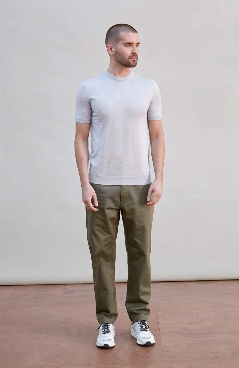 Mens Superfine Merino Silk Short Sleeve Jumper