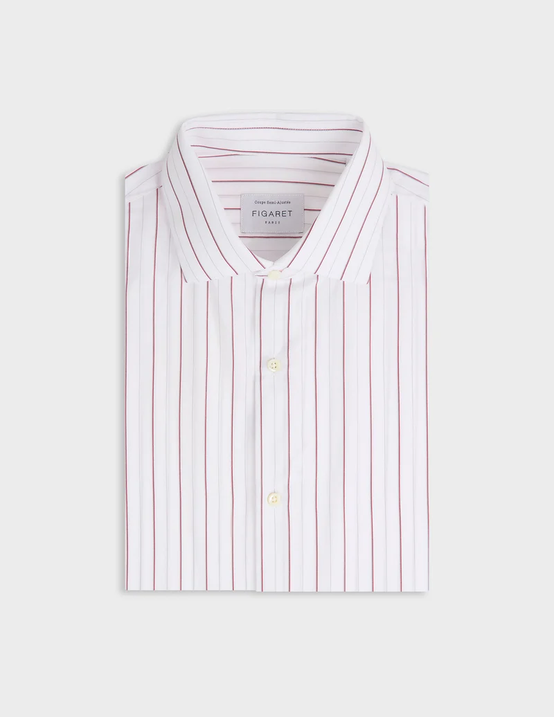 Chemise semi-ajustée rayée rouge
