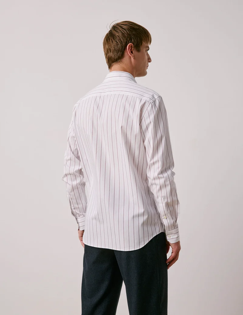 Chemise semi-ajustée rayée rouge