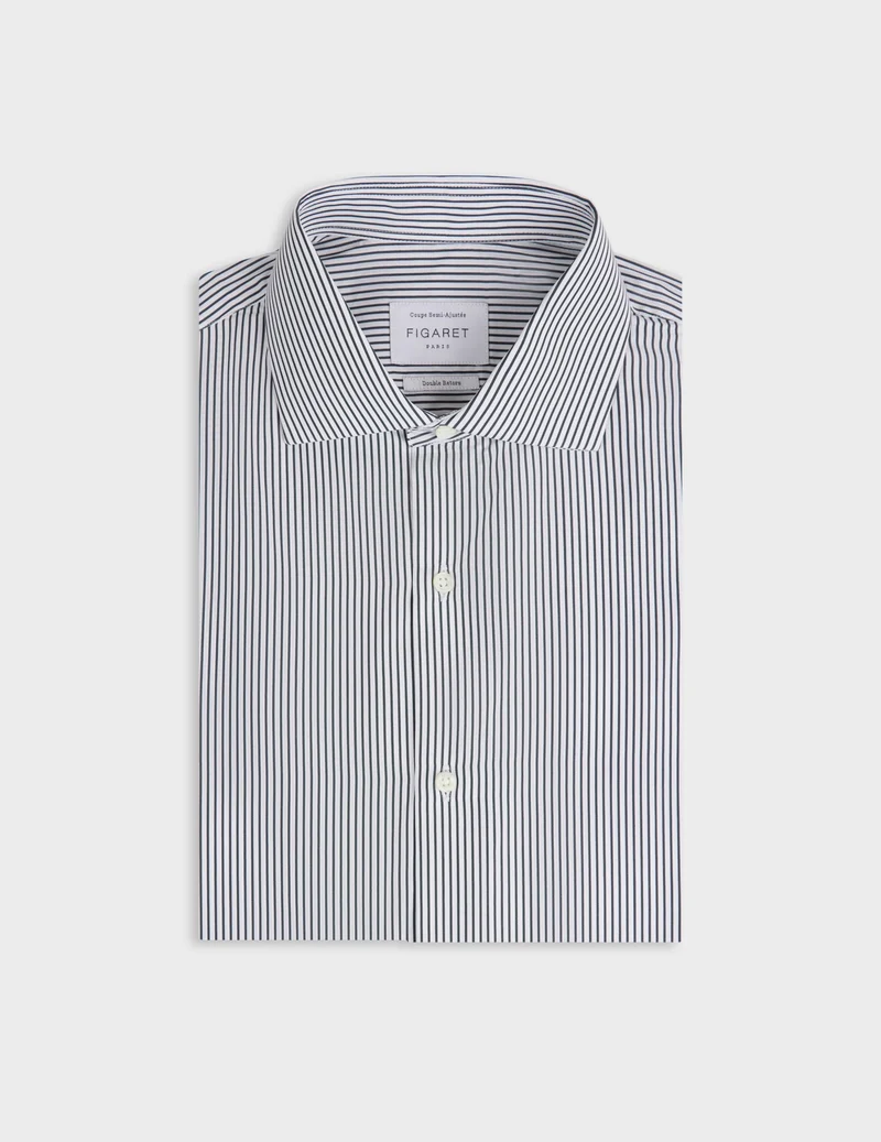 Chemise semi-ajustée rayée vert