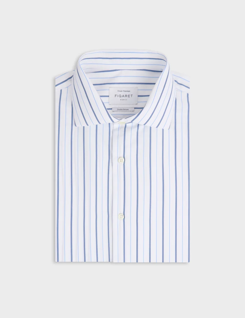 Chemise classique rayée bleue