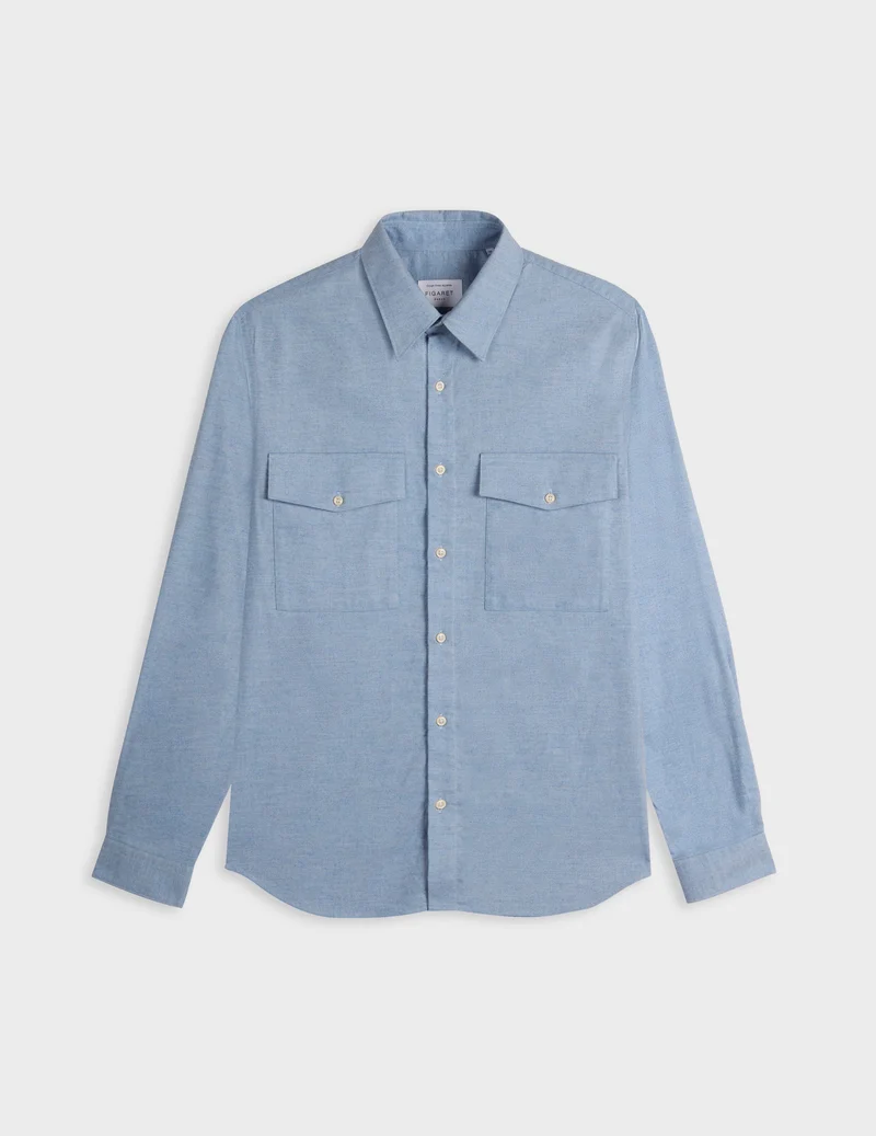 Chemise Irwin en flanelle et cachemire bleu clair