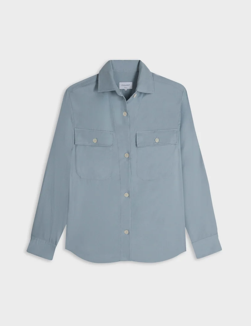 Surchemise Milena en flanelle bleue