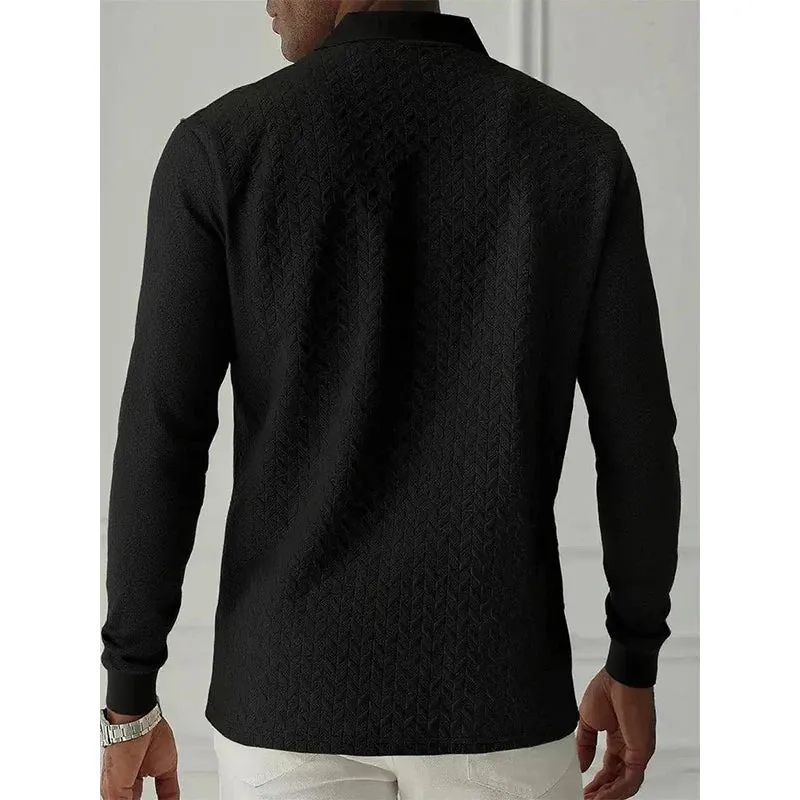 Herren Polo Pullover Sweatshirt Leichter Pulli Sweater Poloshirt Langarmshirt