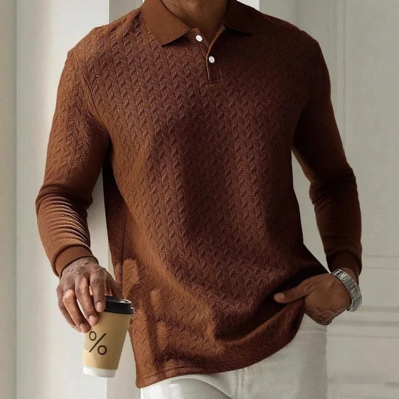 Herren Polo Pullover Sweatshirt Leichter Pulli Sweater Poloshirt Langarmshirt