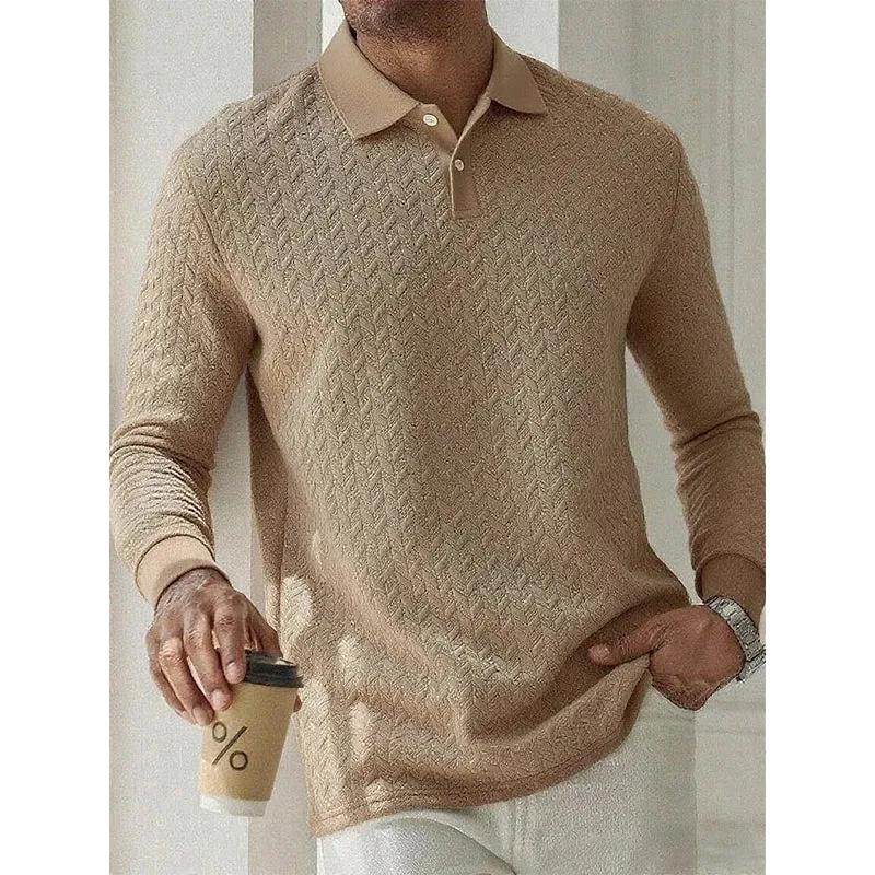 Herren Polo Pullover Sweatshirt Leichter Pulli Sweater Poloshirt Langarmshirt