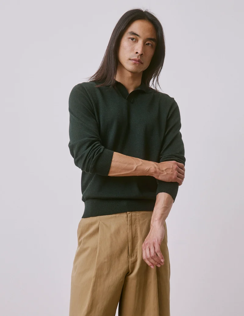 Pull Ilian en laine mérinos kaki