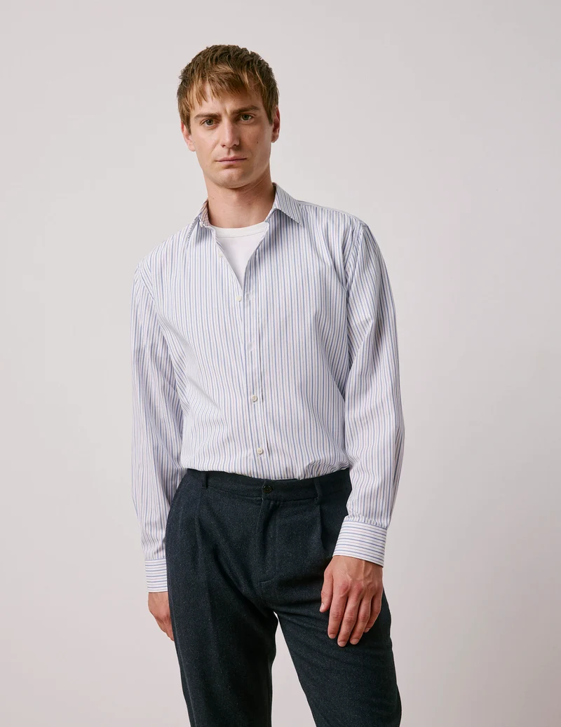 Chemise classique rayée bleue