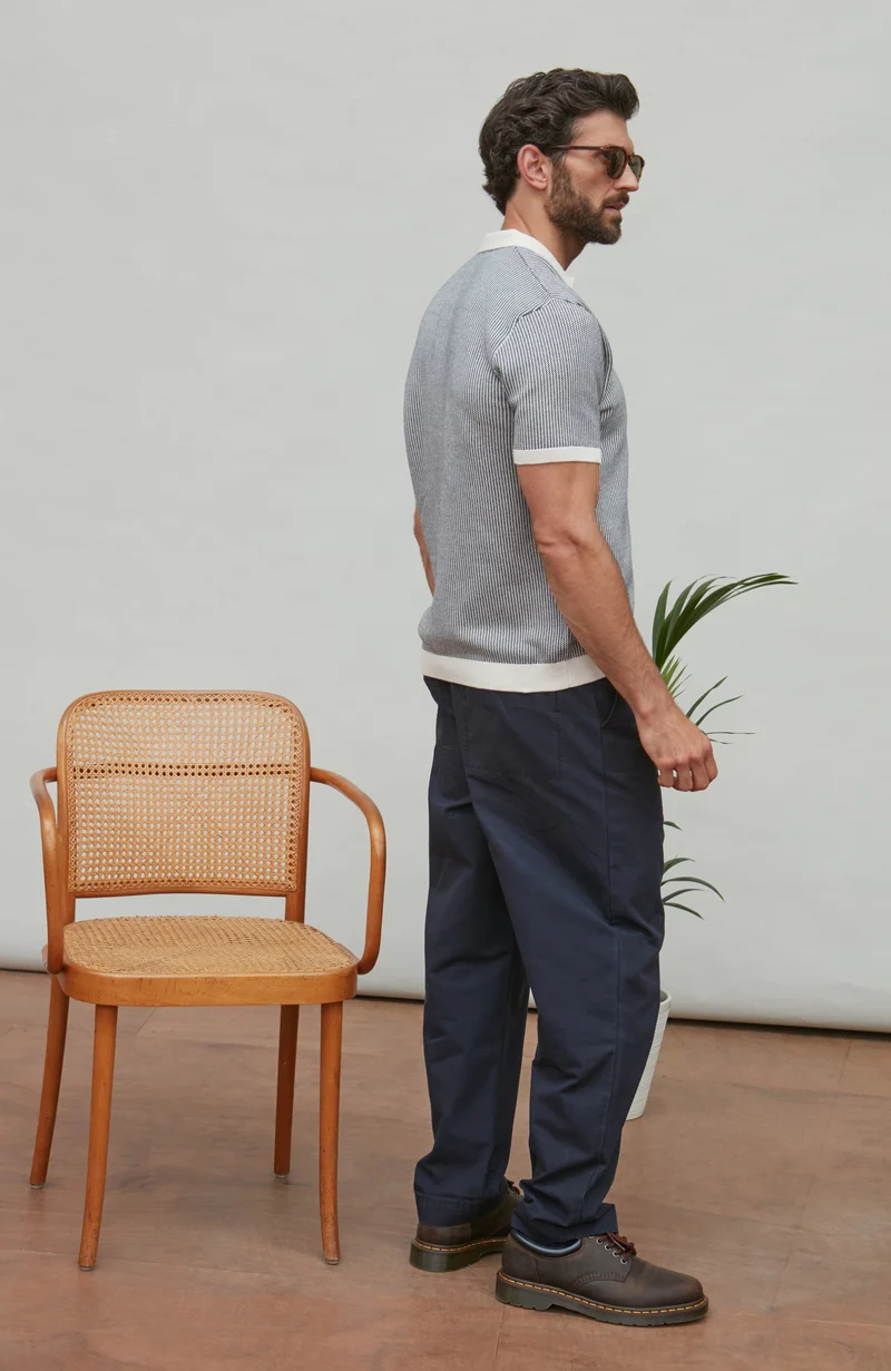 Leichtes Fishermans-Poloshirt ohne Knöpfe aus 100 % Baumwolle für Herren