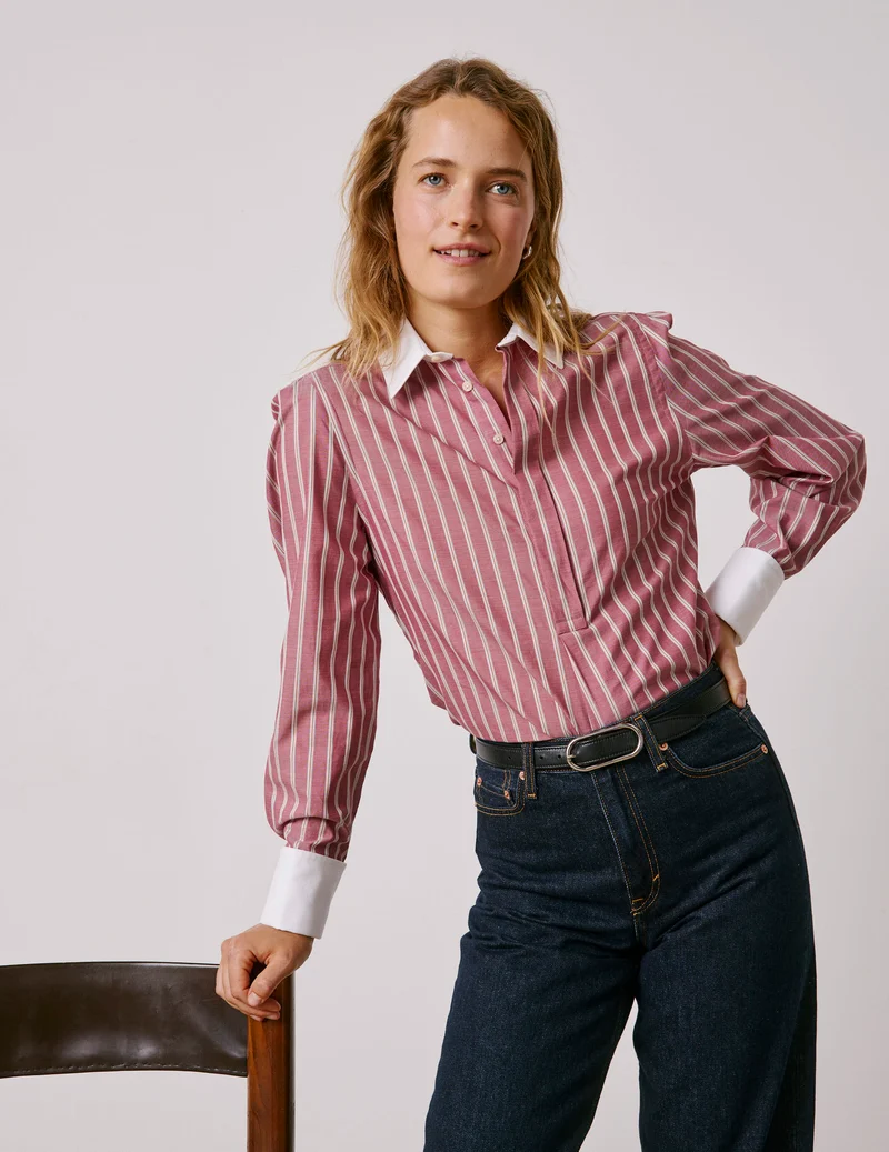 Blouse popover Poppy rayée rouge