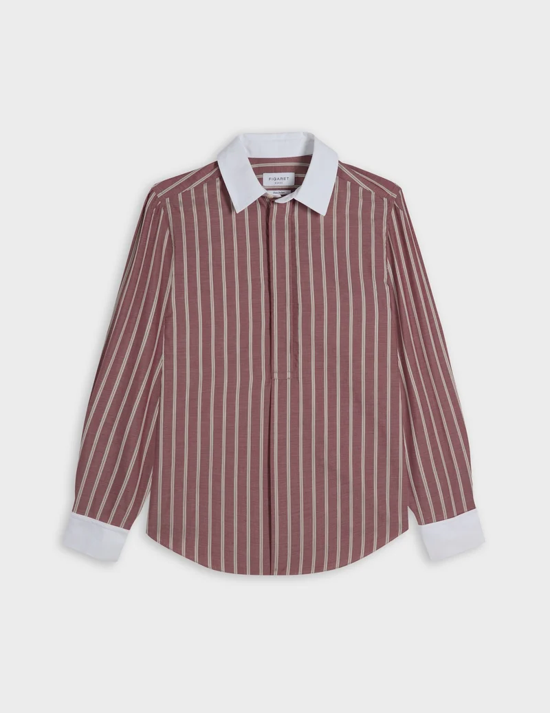 Blouse popover Poppy rayée rouge