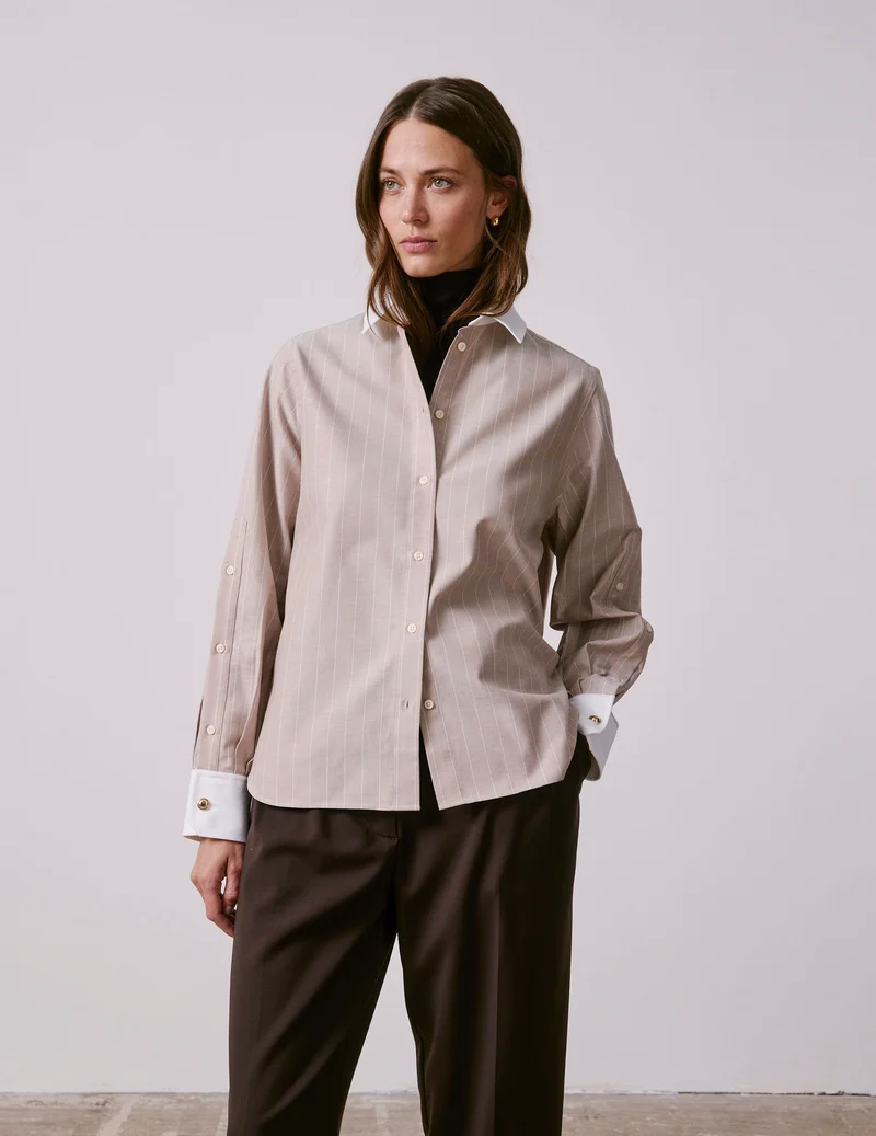 Chemise Meryl rayée beige