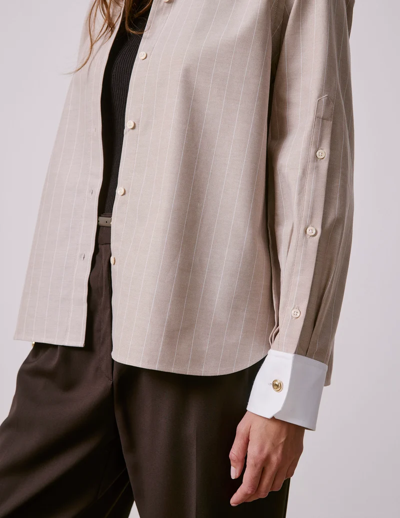 Chemise Meryl rayée beige