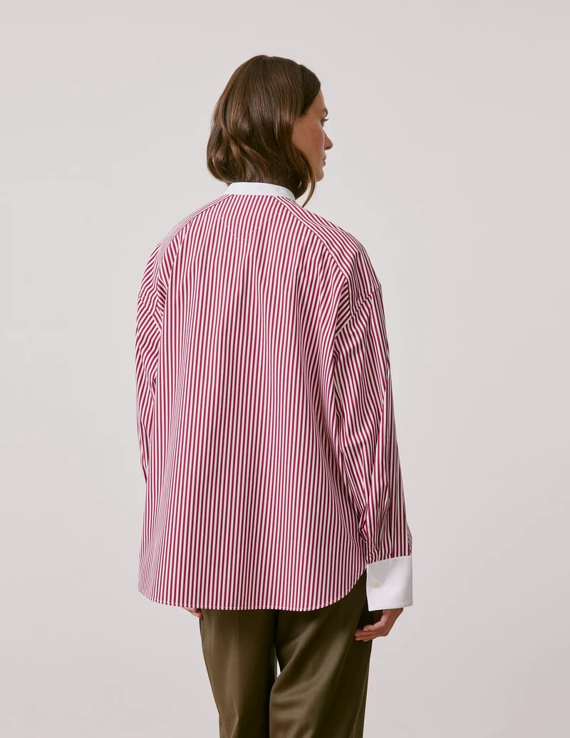 Chemise oversize Pia rayée bordeaux