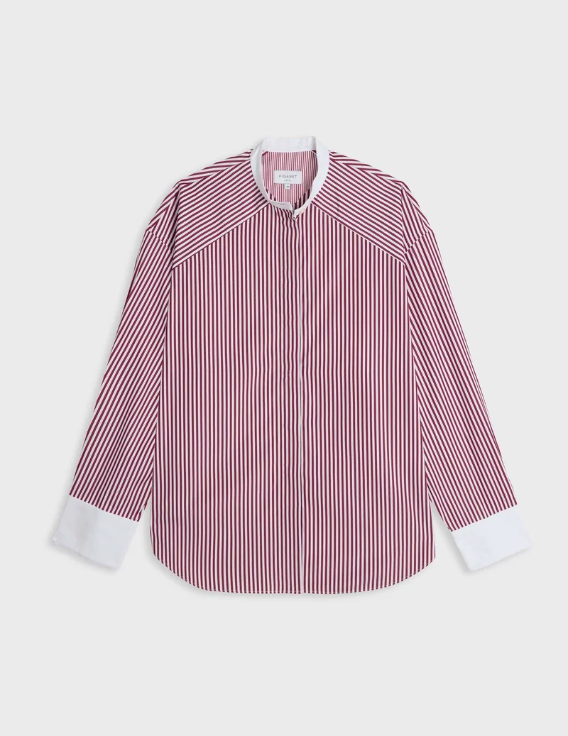 Chemise oversize Pia rayée bordeaux