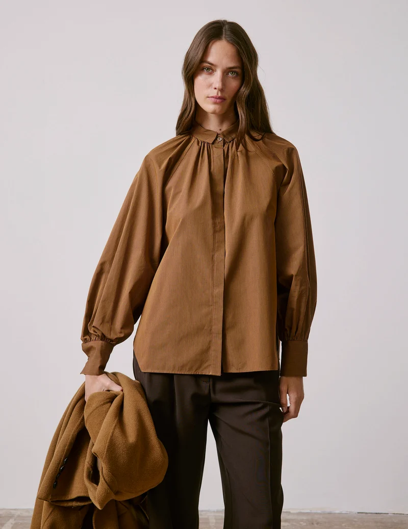 Chemise Pauline camel rayée