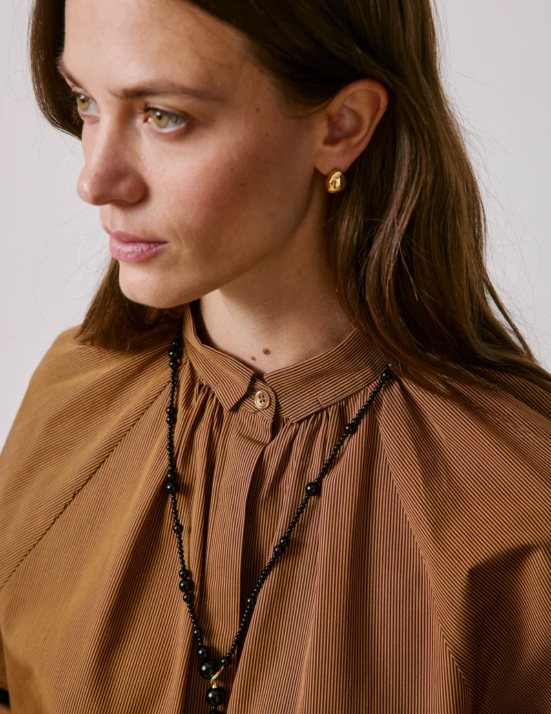 Chemise Pauline camel rayée
