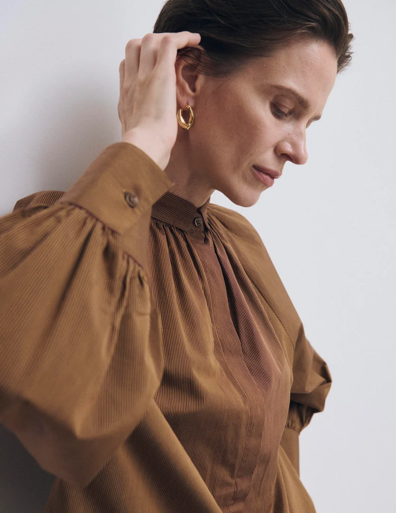 Chemise Pauline camel rayée